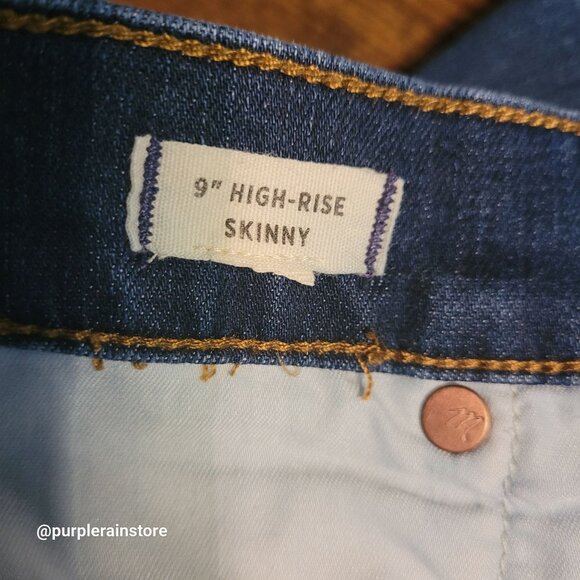 Madewell Jeans 28 Skinny 9" High Rise Creston Wash J4624 Tummy Control Stretch - Picture 5 of 13